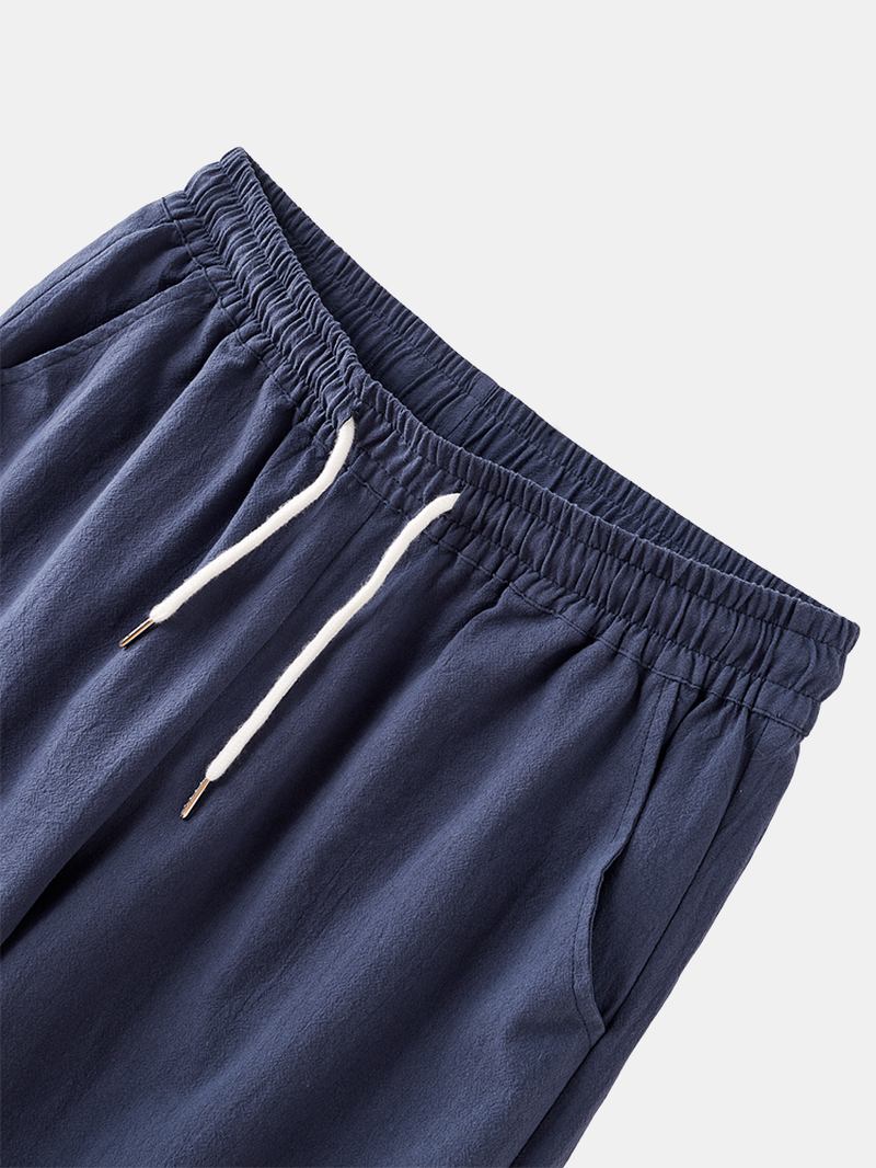 Herr 100% Bomull Andas Sommar Baggy Lösa Casual Shorts Med Dragsko