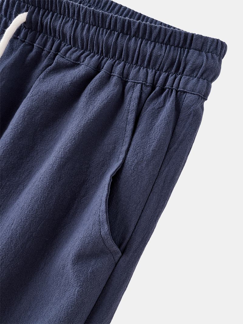 Herr 100% Bomull Andas Sommar Baggy Lösa Casual Shorts Med Dragsko