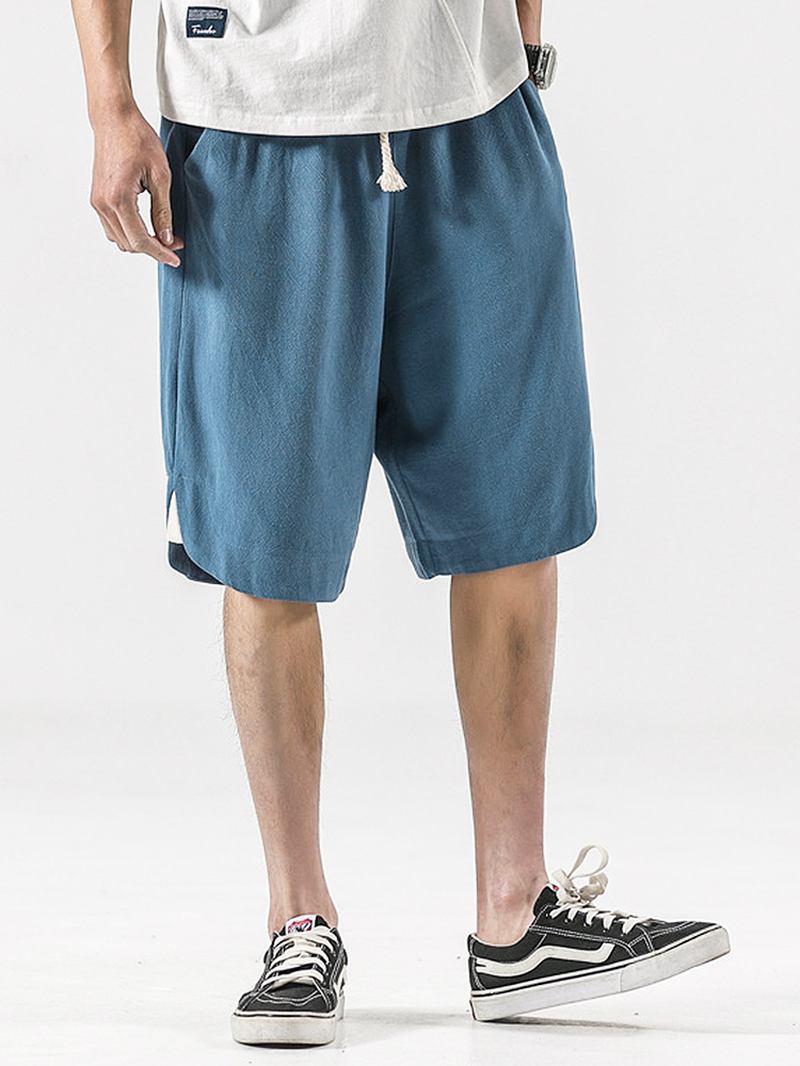 Herr 100% Bomull Enfärgade Casual Shorts