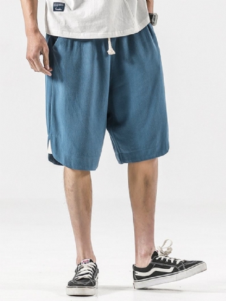 Herr 100% Bomull Enfärgade Casual Shorts