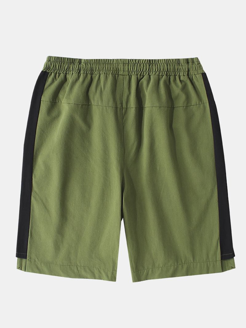 Herr 100% Bomull Multi-pocket Dragsko Arbetsshorts Med Elastiska Midja