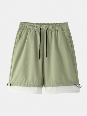 Herr Bomull Enfärgad Dragsko Loose Fit Casual Shorts