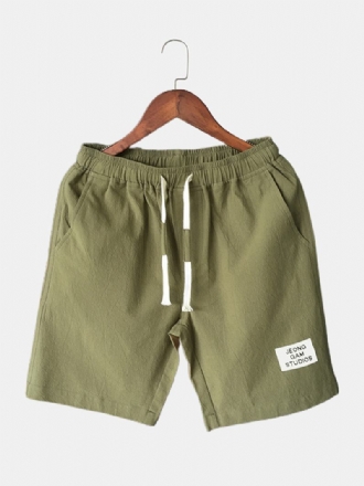 Herr Bomull Enfärgad Little Tag Dragsko Casual Shorts Med Ficka