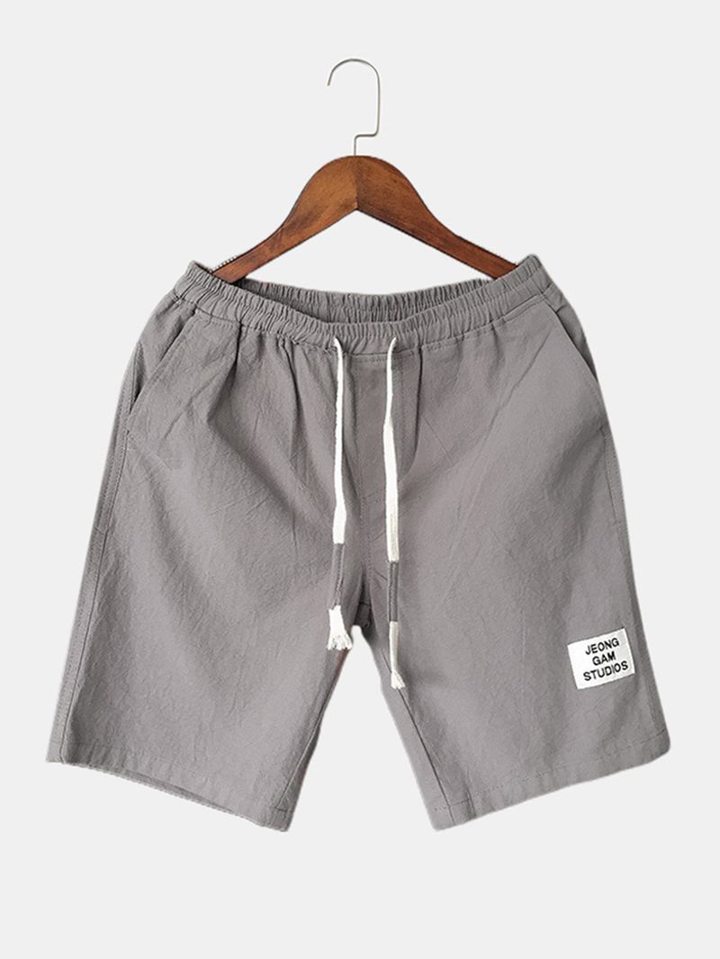 Herr Bomull Enfärgad Little Tag Dragsko Casual Shorts Med Ficka