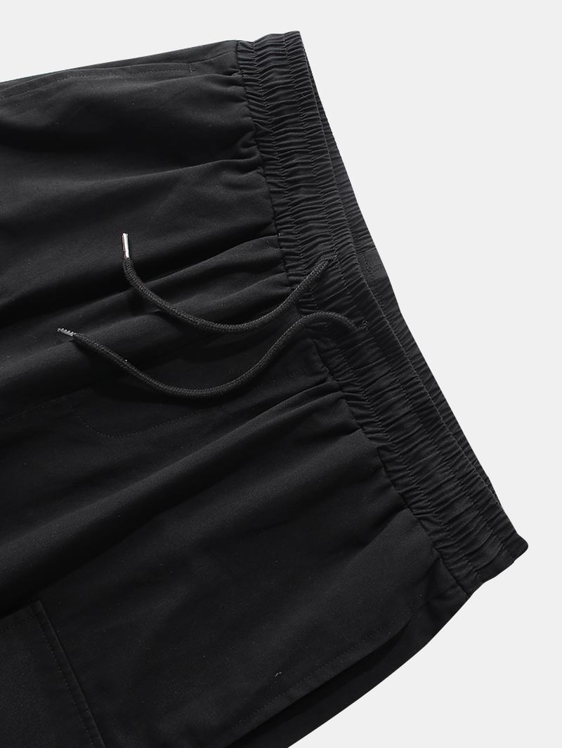 Herr Casual Big Pocket 100% Bomull Färg Block Cargo Shorts