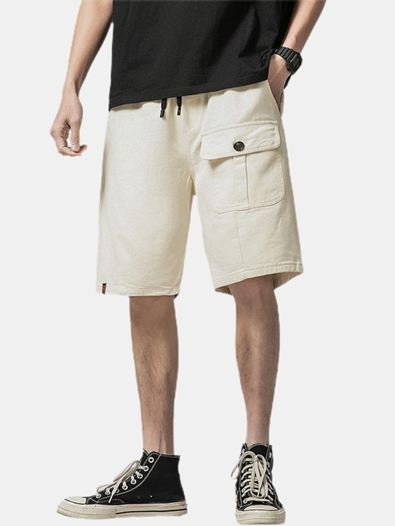 Herr Casual Bomull Dragsko Med Flera Fickor Cargo Shorts