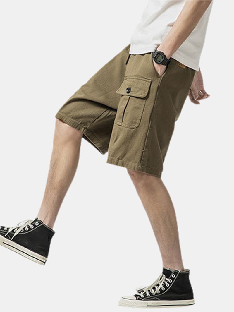 Herr Casual Bomull Dragsko Med Flera Fickor Cargo Shorts