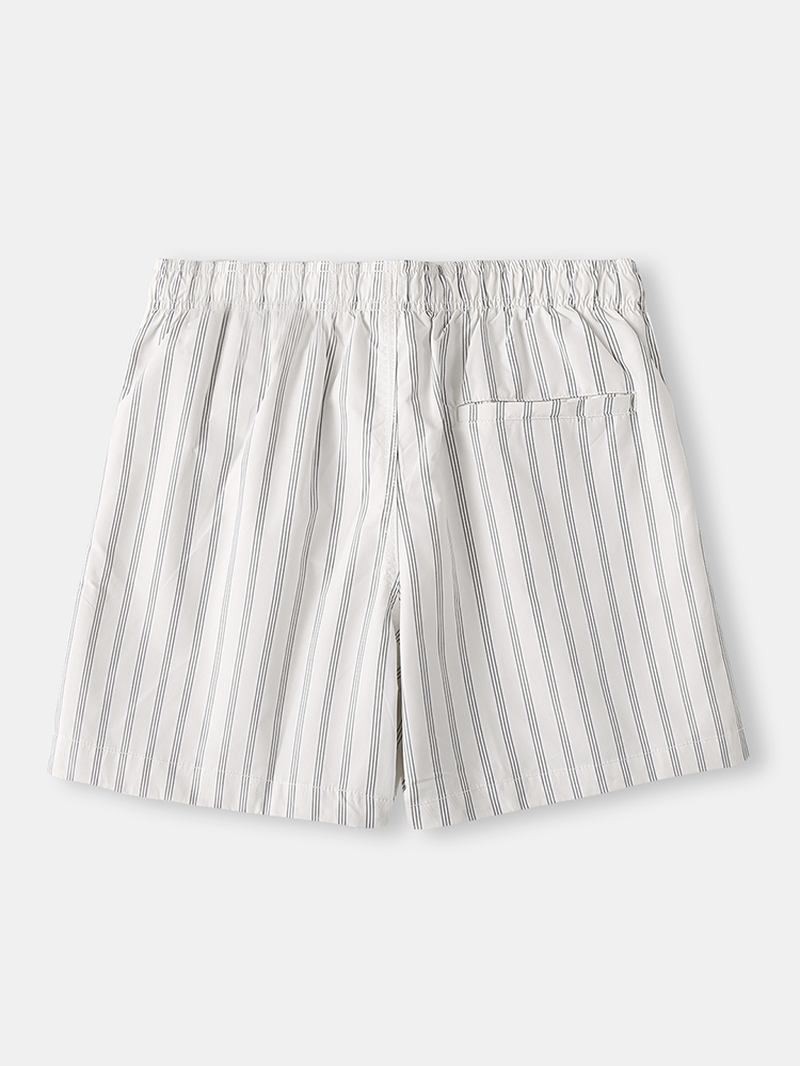 Herr Cozy Stripe Loungewear Shorts Dragsko Snabbtorkande Lösa Mini Shorts