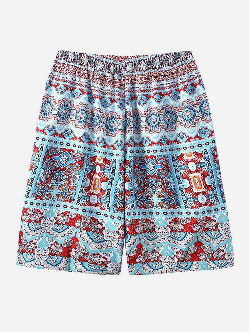 Herr Etnisk Stil Med Tryck Dragsko Holiday Casual Shorts Med Ficka