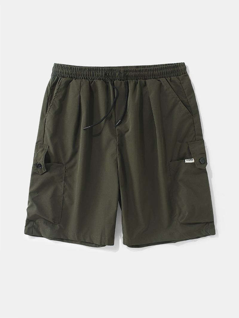 Herr Multi Pockets Elastisk Midja Dragsko Casual Shorts