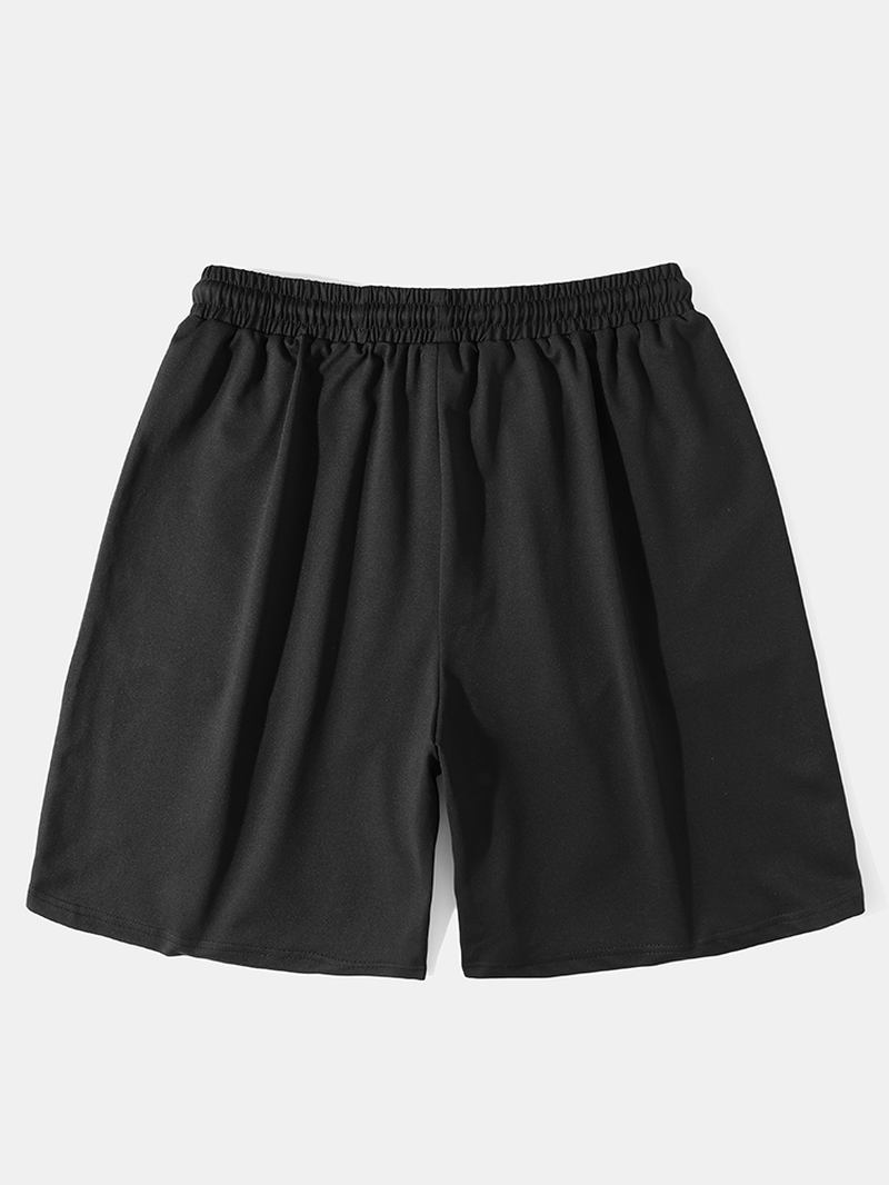 Herr Nasa Label Leisure Svarta Shorts Med Elastisk Midja Med Sidficka