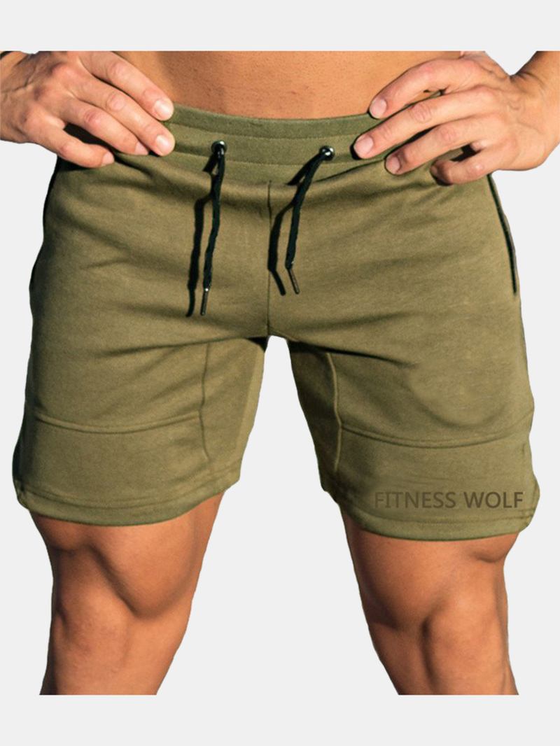 Herr Sport Cykel Dragsko Slim Fit Enfärgad Casual Shorts