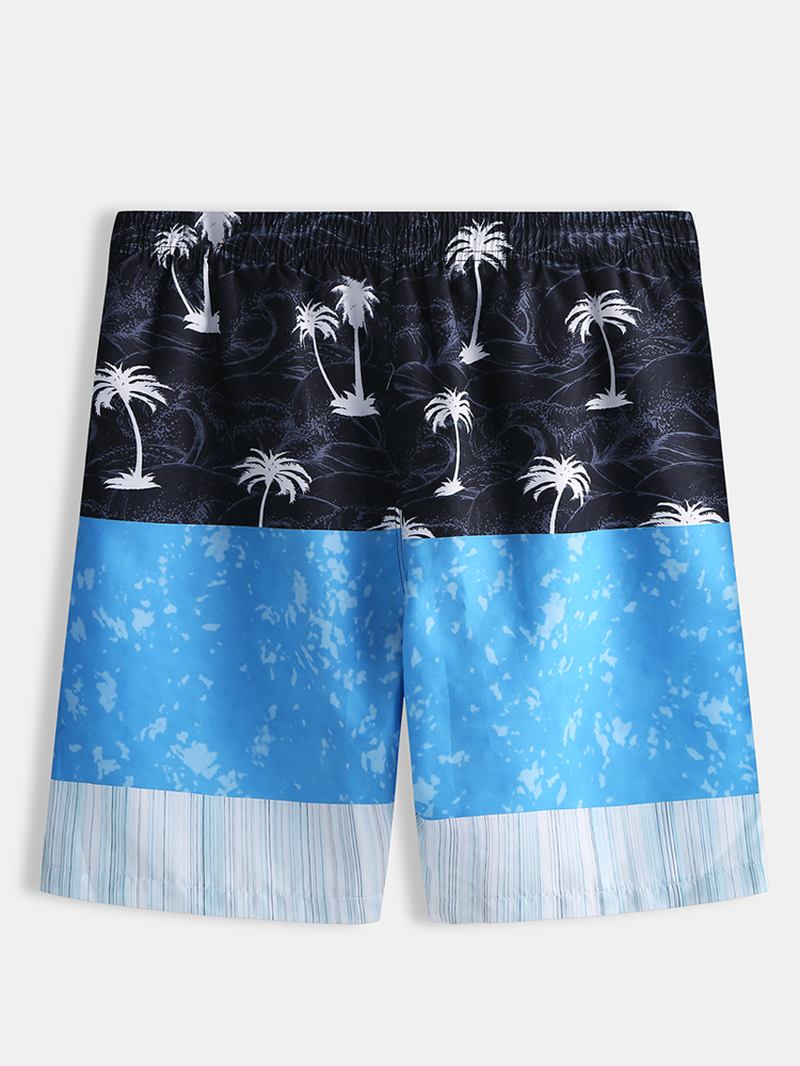 Herr Summer Beach Elastisk Midja Patchwork Casual Shorts