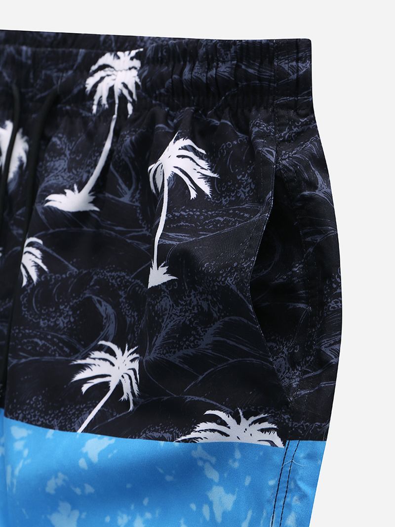 Herr Summer Beach Elastisk Midja Patchwork Casual Shorts