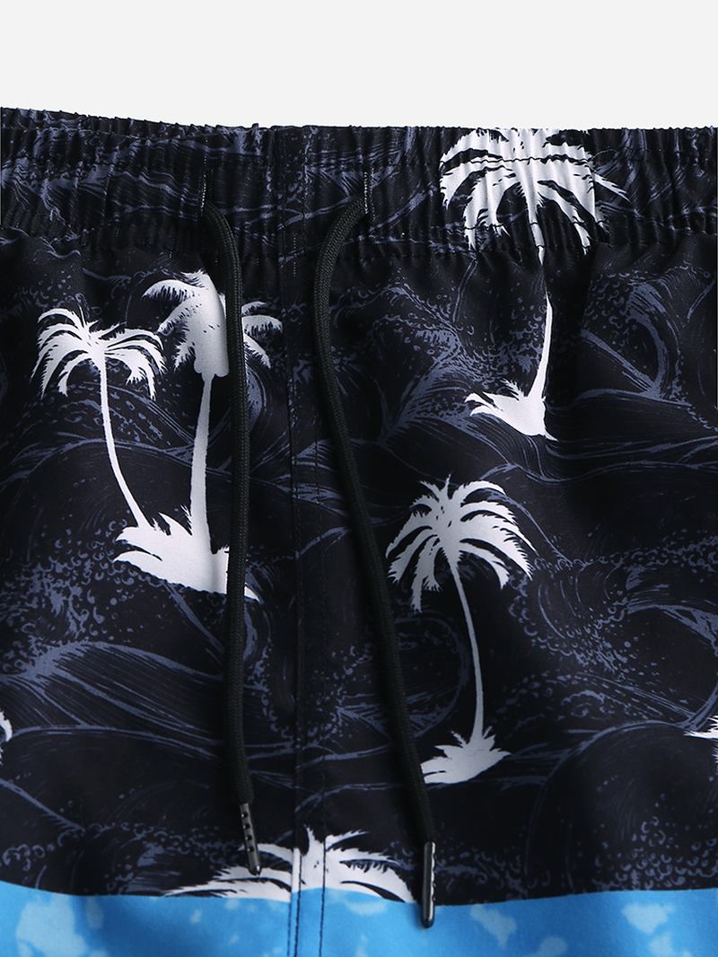 Herr Summer Beach Elastisk Midja Patchwork Casual Shorts