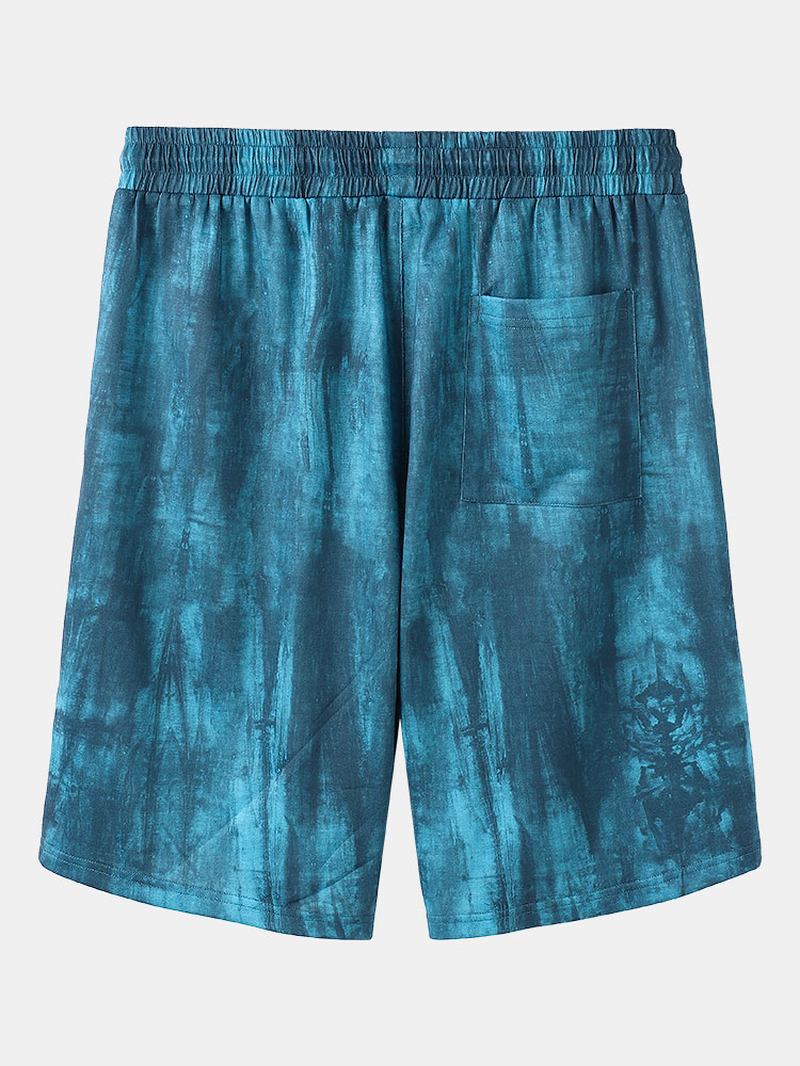 Herr Tie Dye Blommor Med Tryck Elastiska Midja Shorts