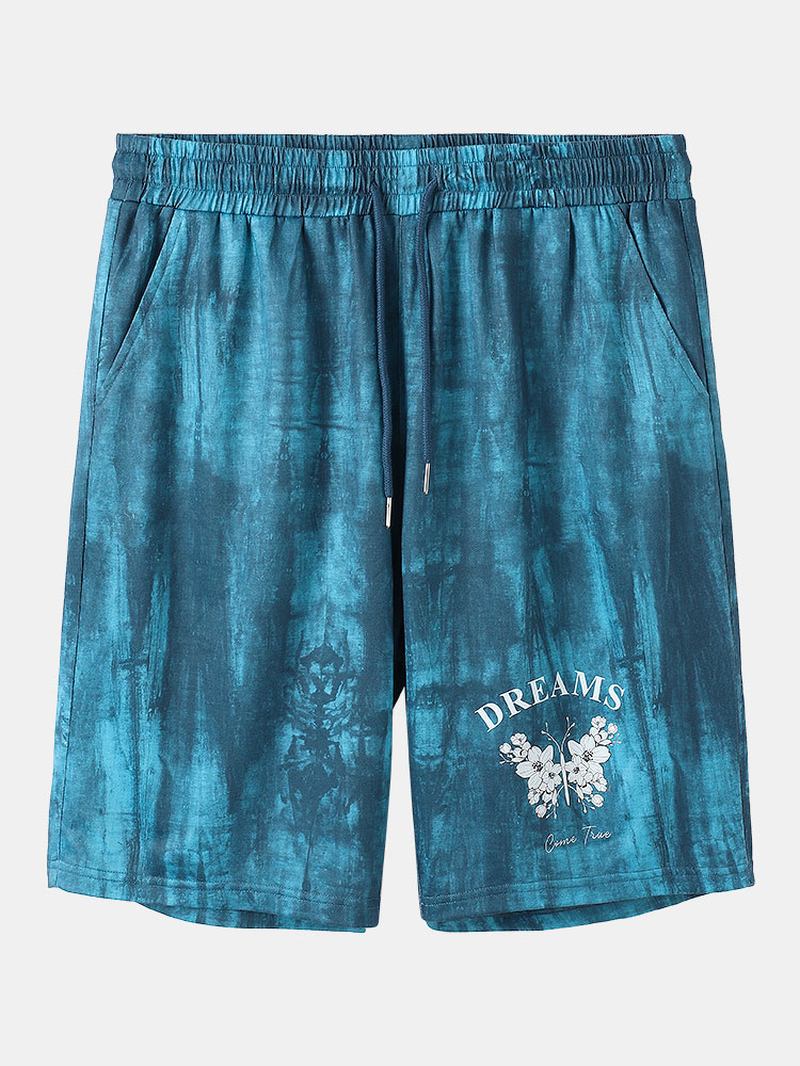 Herr Tie Dye Blommor Med Tryck Elastiska Midja Shorts