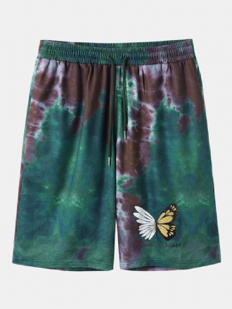 Herr Tie Dye Butterfly Med Tryck Elastiska Midja Shorts