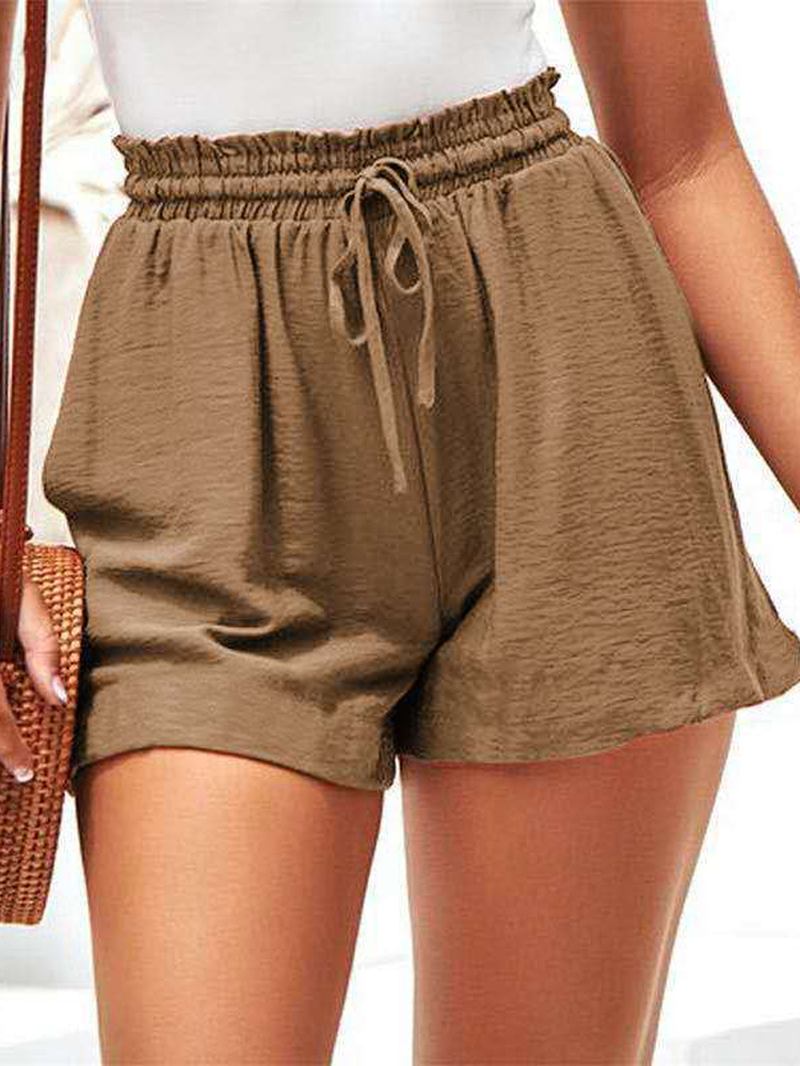 Kvinnor Sommar Elastisk Midja Volang Casual Wild Shorts