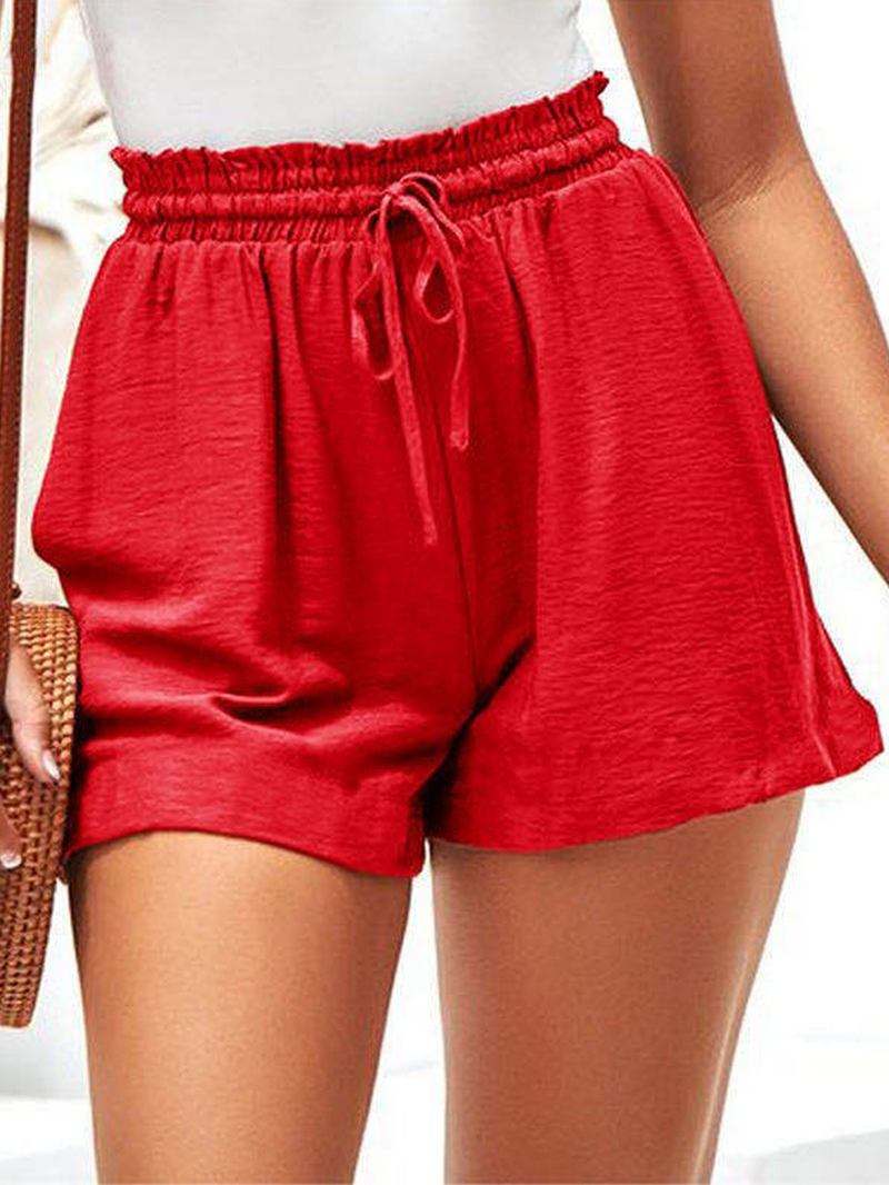 Kvinnor Sommar Elastisk Midja Volang Casual Wild Shorts