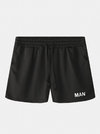 Män Casual Pocket Letter Med Tryck Shorts