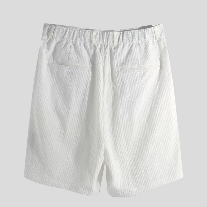 Män Cotton Seersucker Relaxed Chino Shorts