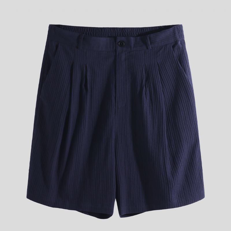 Män Cotton Seersucker Relaxed Chino Shorts