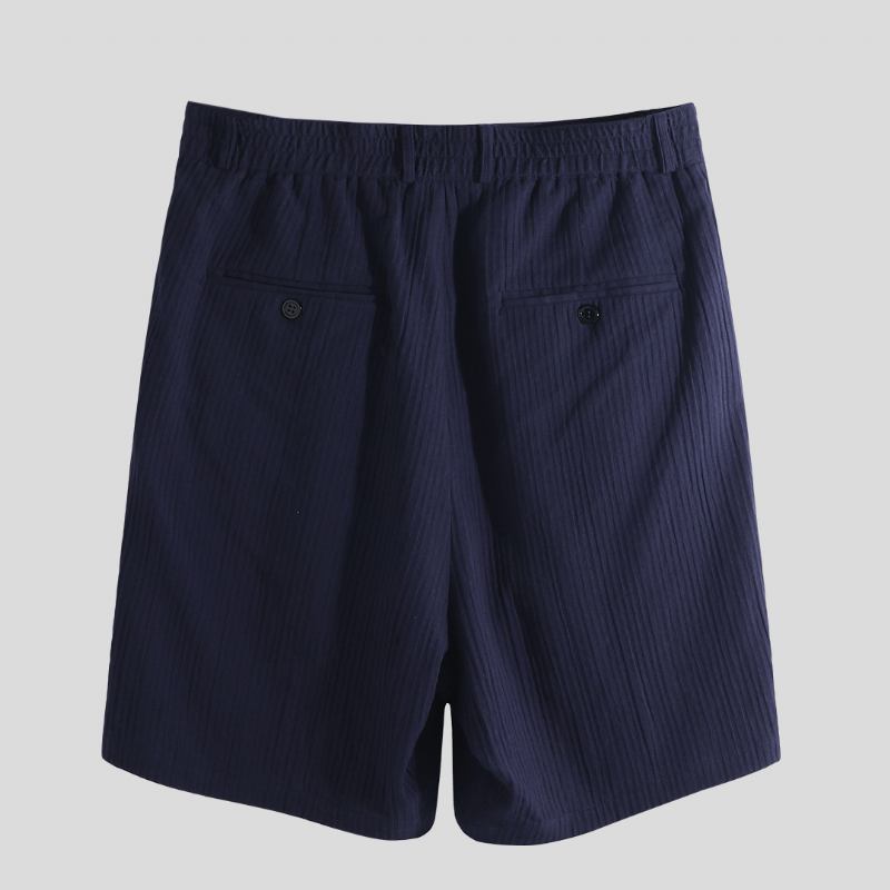 Män Cotton Seersucker Relaxed Chino Shorts