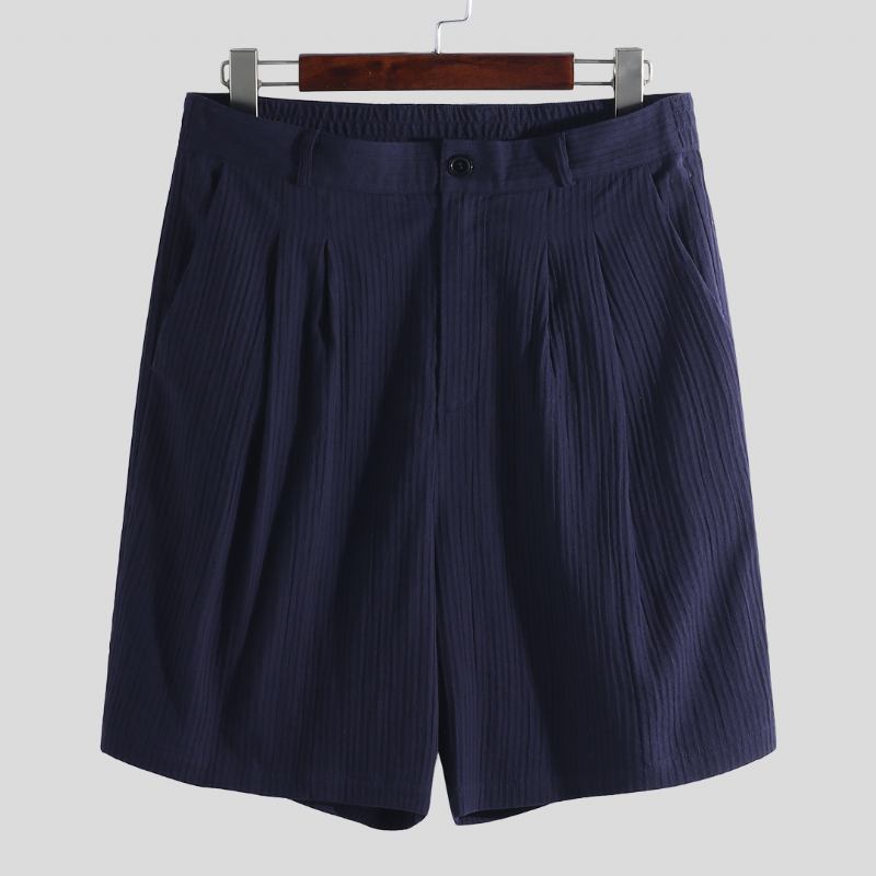 Män Cotton Seersucker Relaxed Chino Shorts