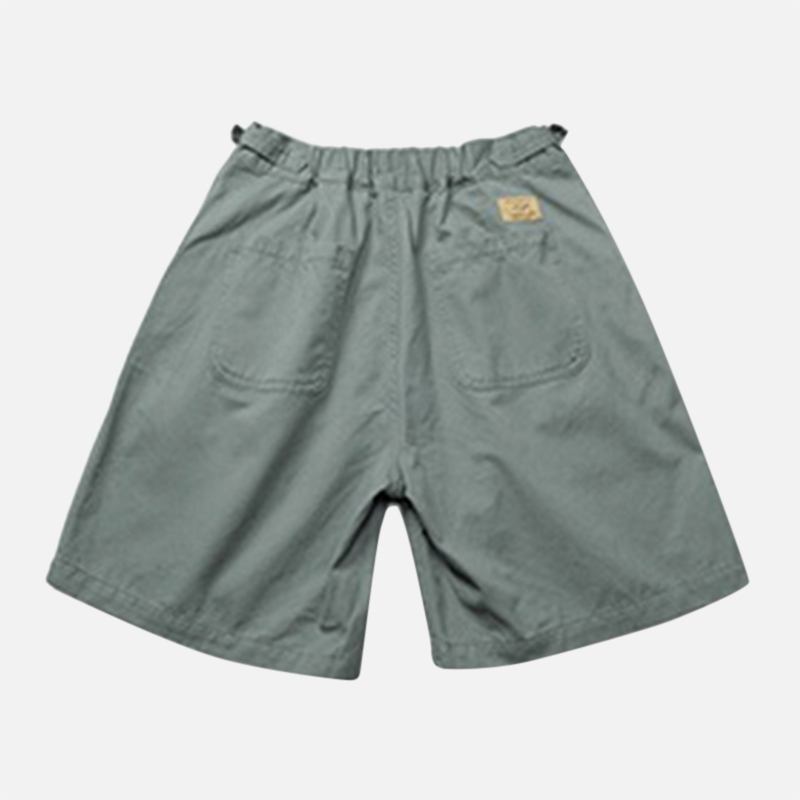 Män Enfärgade Dubbla Fickor Vintage Hög Midja Shorts