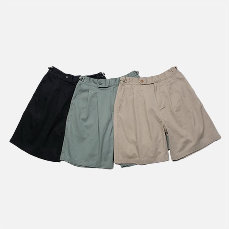 Män Enfärgade Dubbla Fickor Vintage Hög Midja Shorts