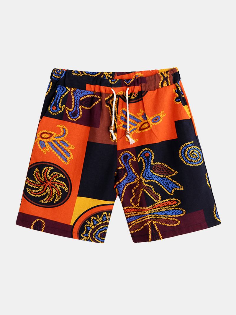 Män Etnisk Stil Mönster Tryckta Sommar Casual Shorts