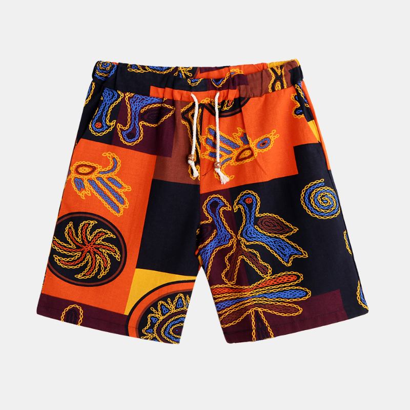 Män Etnisk Stil Mönster Tryckta Sommar Casual Shorts