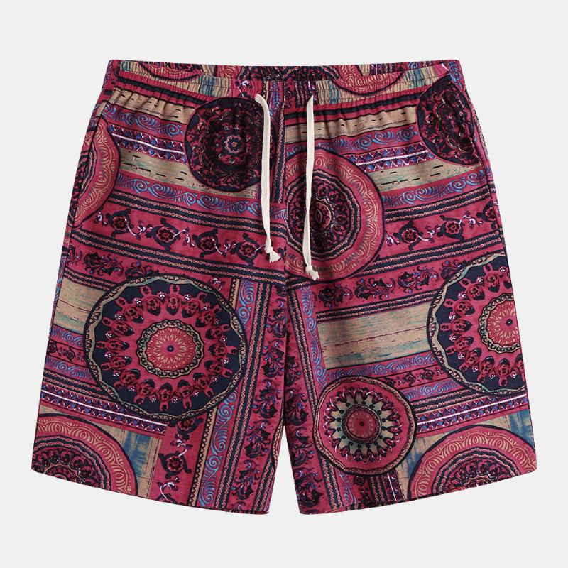 Män Etniskt Mönster Tryckta Andas Sommar Casual Shorts