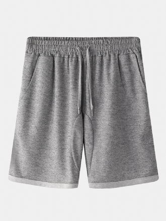 Män Lös Casual Hem Enfärgad Elastisk Midja Dragsko Pocket Sport Shorts