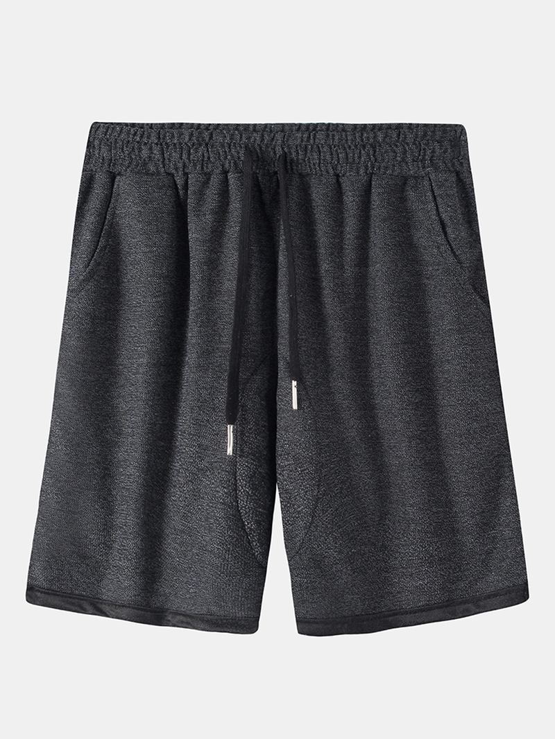 Män Lös Casual Hem Enfärgad Elastisk Midja Dragsko Pocket Sport Shorts