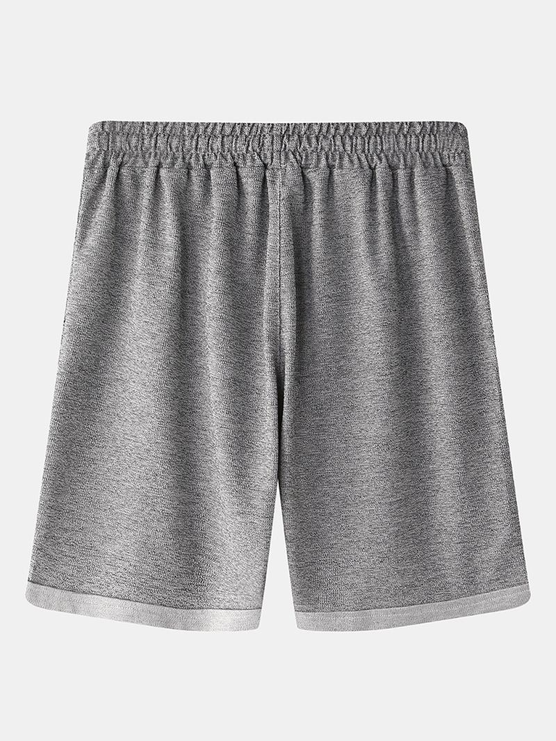 Män Lös Casual Hem Enfärgad Elastisk Midja Dragsko Pocket Sport Shorts