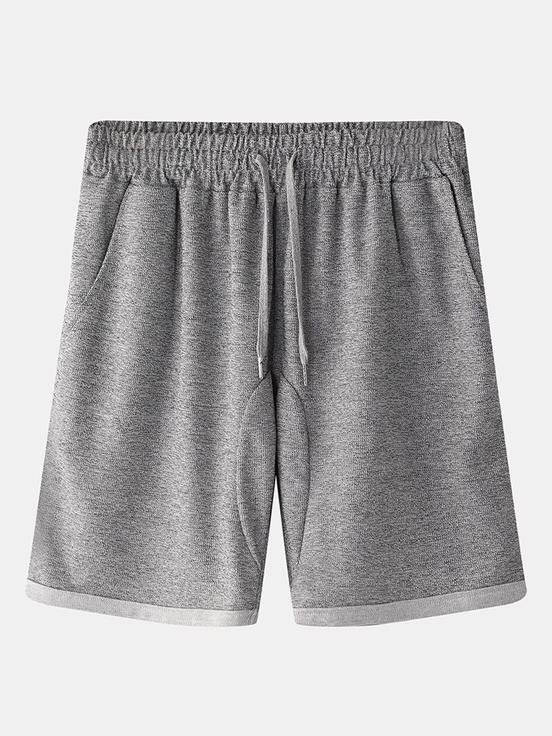 Män Lös Casual Hem Enfärgad Elastisk Midja Dragsko Pocket Sport Shorts