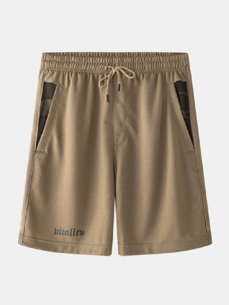 Män Sport Elastisk Midja Ficka Enfärgad Casual Shorts