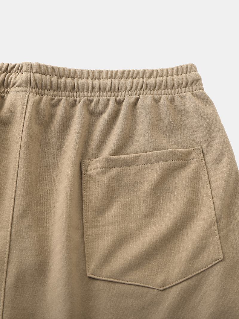 Män Sport Elastisk Midja Ficka Enfärgad Casual Shorts