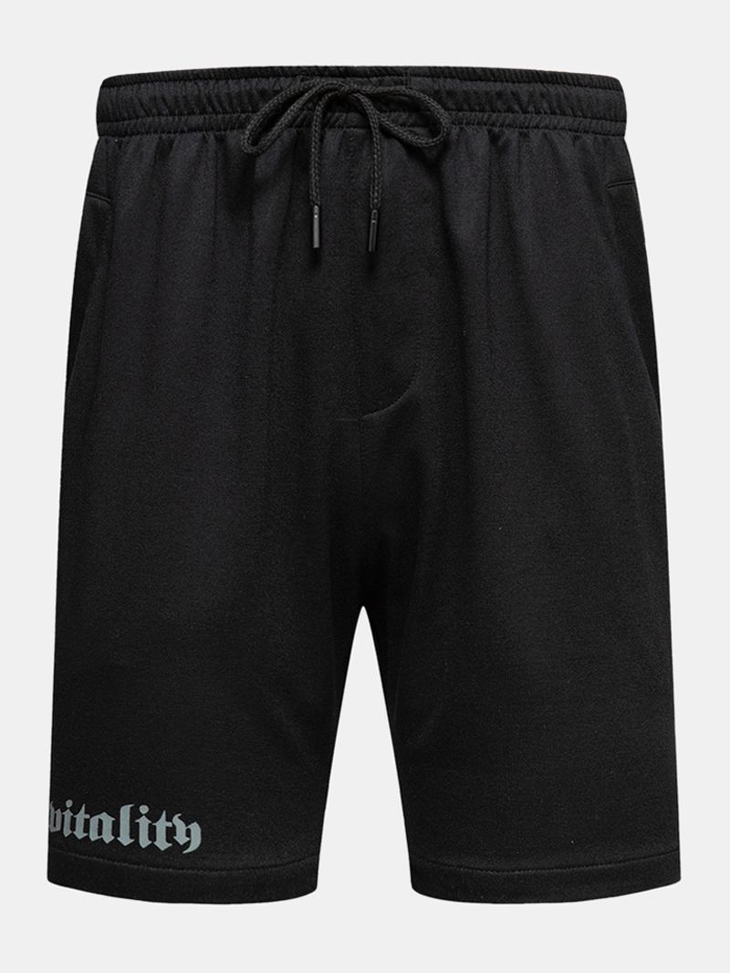 Män Sport Elastisk Midja Ficka Enfärgad Casual Shorts