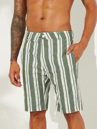 Män Sumemr Beach Stripe Andningsbar Big Pocket Casual Shorts