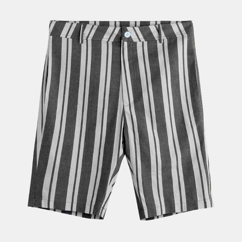 Män Sumemr Beach Stripe Andningsbar Big Pocket Casual Shorts