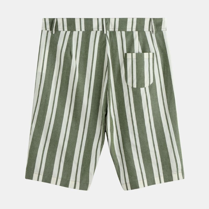 Män Sumemr Beach Stripe Andningsbar Big Pocket Casual Shorts