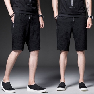 Mäns Quarter Zipper Pocket Thin Section Five Pants Season Pure Black Shorts