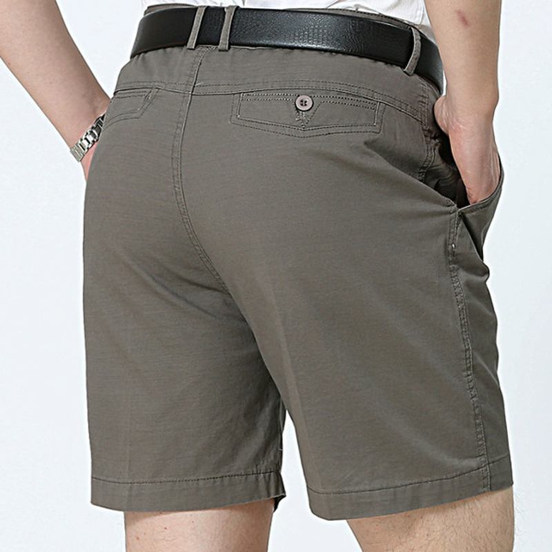 Medelålders Herr Business Casual Golf Shorts Sommar Bomull Knälång Kostym Shorts Byxor