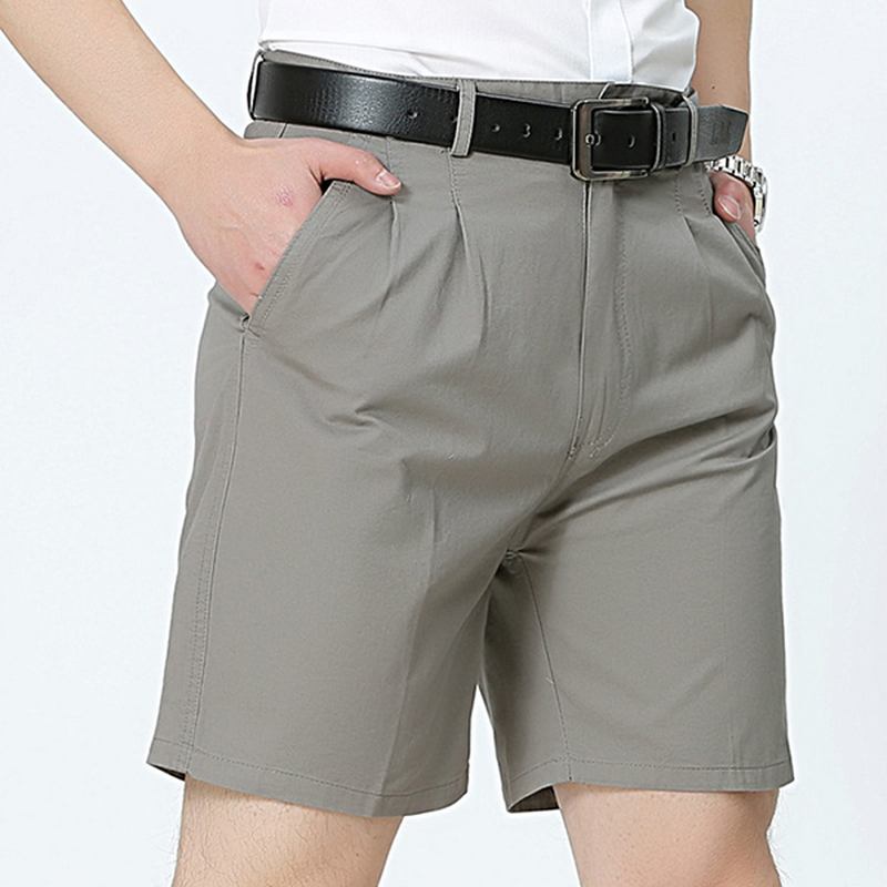 Medelålders Herr Business Casual Golf Shorts Sommar Bomull Knälång Kostym Shorts Byxor