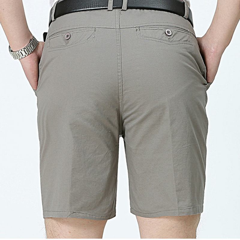 Medelålders Herr Business Casual Golf Shorts Sommar Bomull Knälång Kostym Shorts Byxor