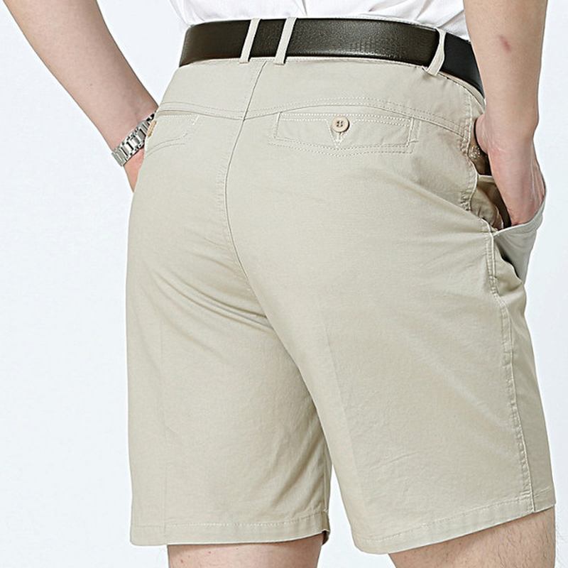 Medelålders Herr Business Casual Golf Shorts Sommar Bomull Knälång Kostym Shorts Byxor