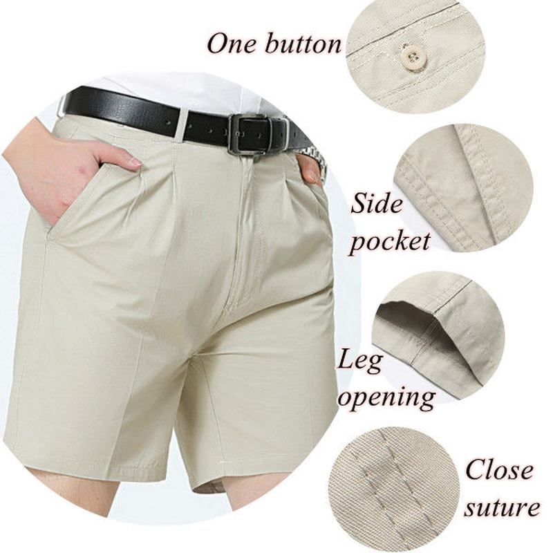 Medelålders Herr Business Casual Golf Shorts Sommar Bomull Knälång Kostym Shorts Byxor